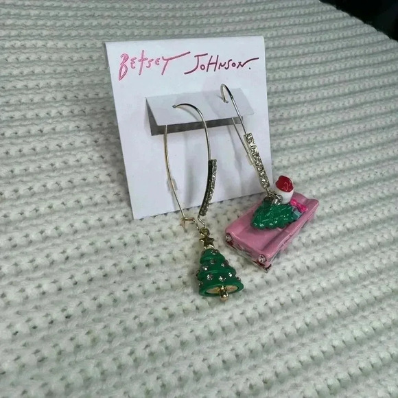Betsy Johnson Jingle Bell Bling Santa Clause & Christmas Tree Mismatched . - Picture 5 of 10